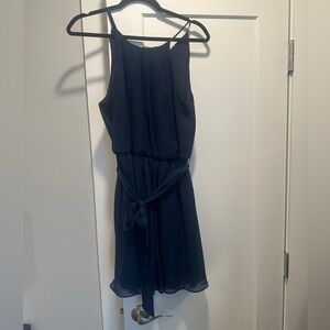 Elegant Navy Blue Sleeveless Dress
